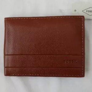 New Men's Fossil Lufkin Leather Wallet